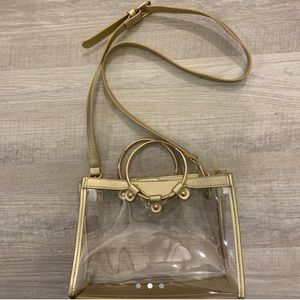 Gold Crossbody Bag With Clear Panels